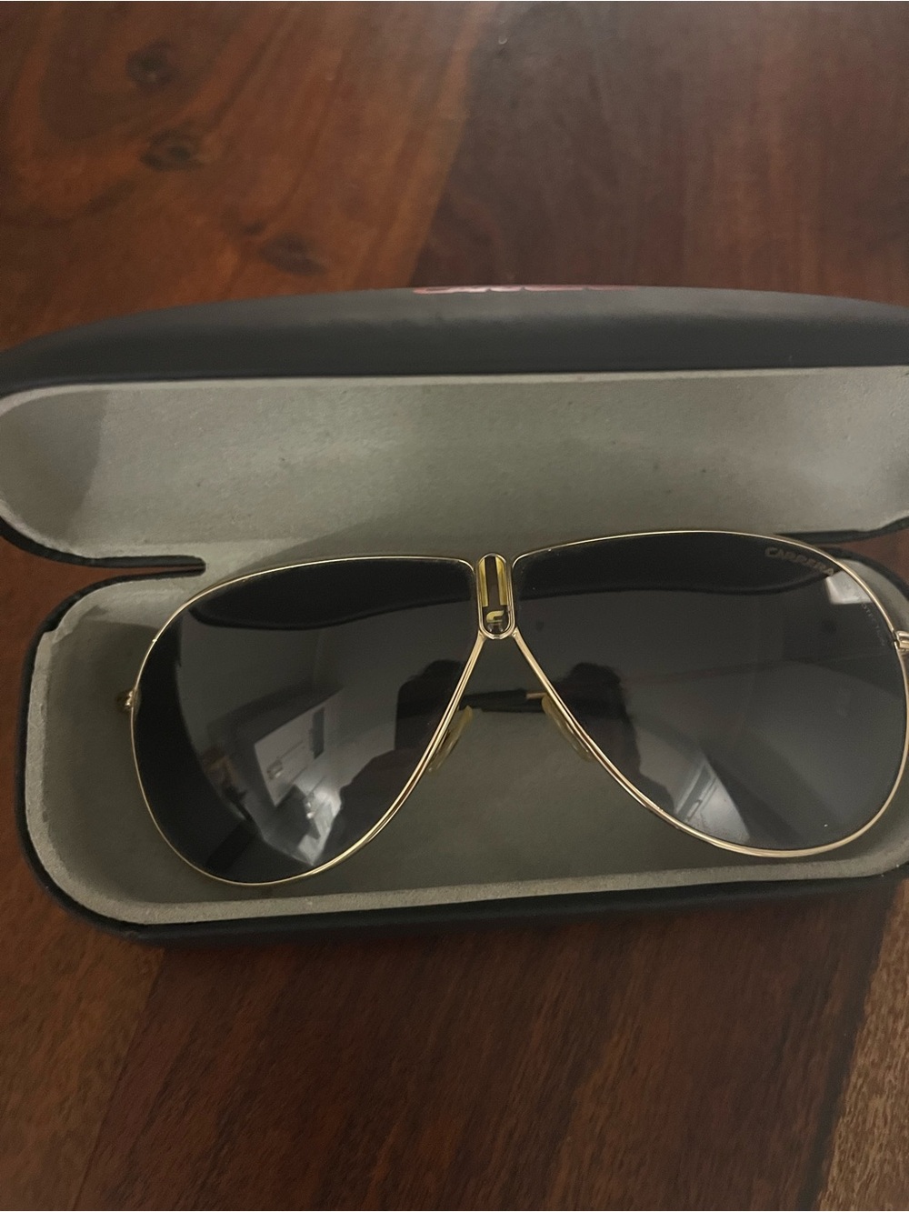 Carrera Gold Aviator Sunglasses Black Lenses with Original Case